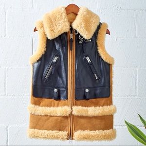 ‼️Sold‼️ Coach shearling & leather Moto Vest